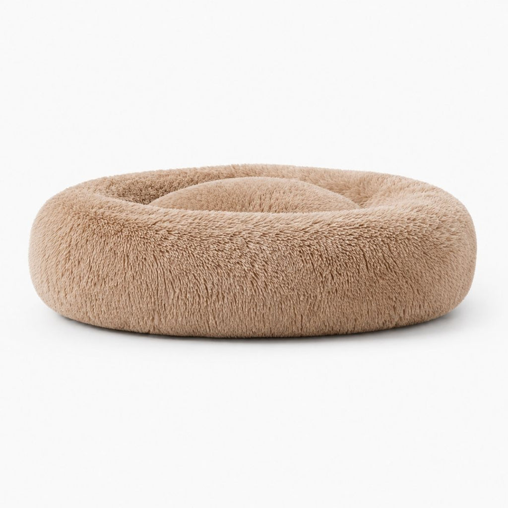 Rundes Hundebett in Beige mit großzügiger weicher Polsterung