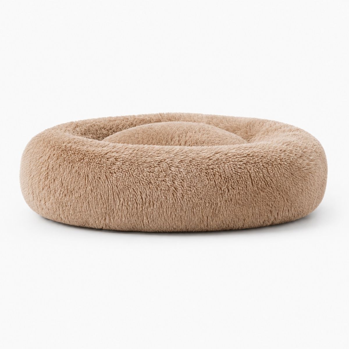 Rundes Hundebett in Beige mit großzügiger weicher Polsterung